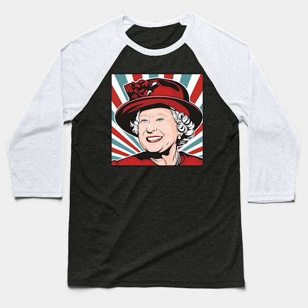 HRH Queen Elizabeth II Baseball T-Shirt by Jamie Lee Art